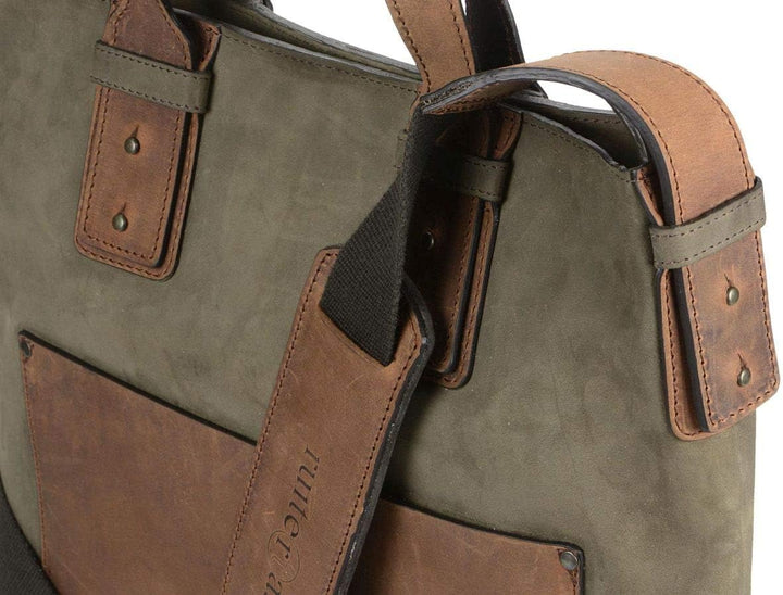 Ruitertassen Shopper Handtasche Umhängetasche Damen Herren Business Leisure Bag Leder Khaki braun