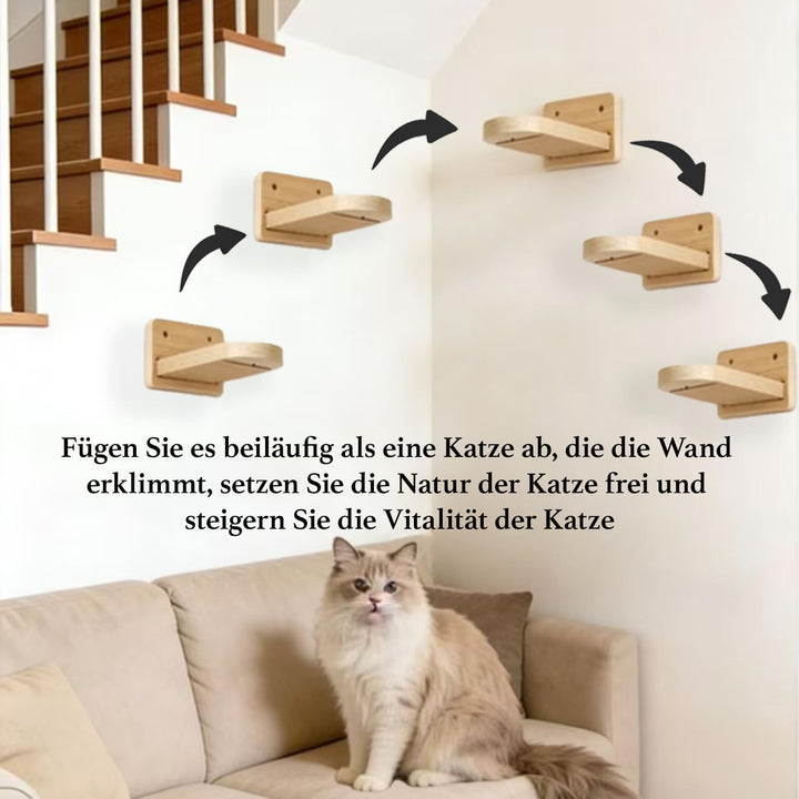Katzentreppe Wand 2pcs,Kletterwand Katzen, Katzenleiter Katzenbretter mit Juteseil zum Kratzen, Katz