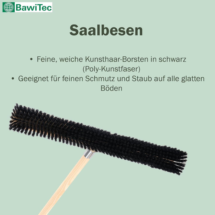 BawiTec Profi Saalbesen Grossraumbesen Kunsthaar-Borsten mit stabilem Stiel schwarz-weich (Breite 60