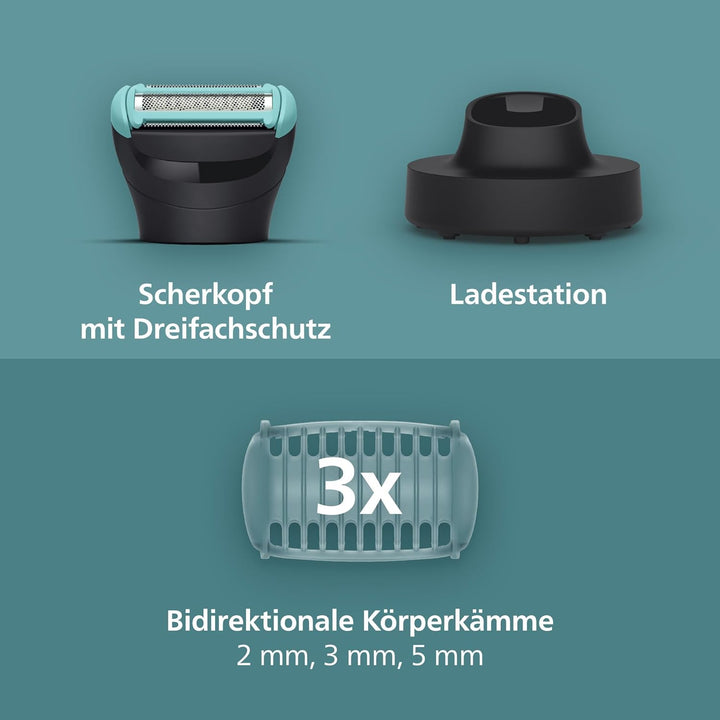 Philips Bodygroom Series 5000 – Trimmer für Männer mit Rasiersystem mit Dreifachschutz, auch zur Nut