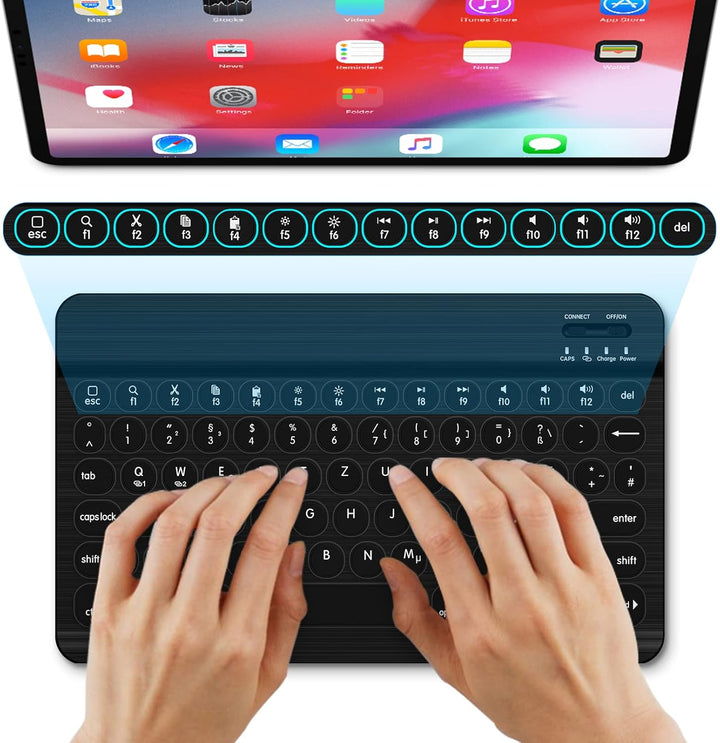 HUOBAO Bluetooth-Tastatur, kabellose Tastatur für iPad, iPhone, Android, Windows, Ultraschlanke wied