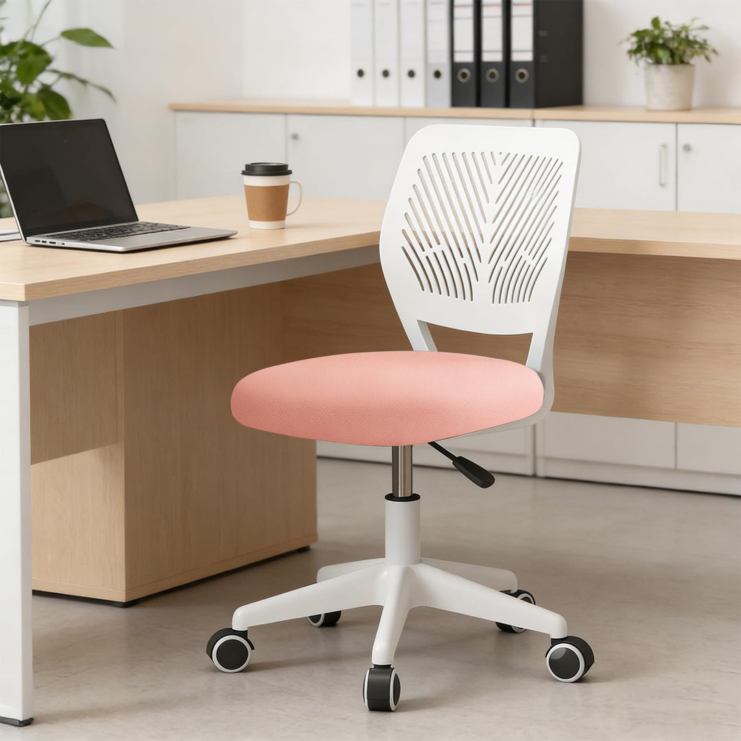 Höhenverstellbarer Homeoffice-Stuhl ohne Armlehnen – runder Schreibtisch-Rollhocker mit Rückenlehne