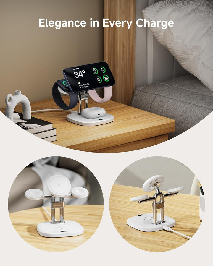 Fast Dual Ladestation für Apple Watch 11/Ultra 3/SE 3, Induktive Ladestation für iPhone Air/17 Pro M