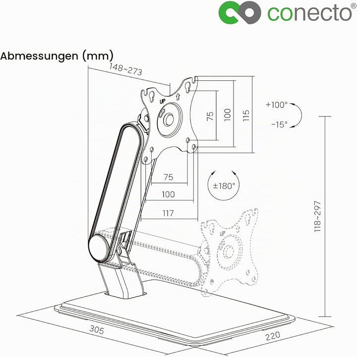 Conecto Monitor Halterung, Monitorhalterung für Touchscreen, VESA 75 und 100, 17-32 Zoll, bis 8 KG B