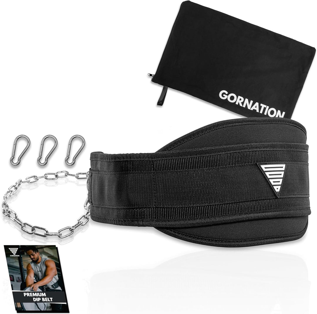 GORNATION® Dip Gürtel bis 1000kg belastbar | Befestigung von Zusatzgewicht mit Kette für Fitness, Ca