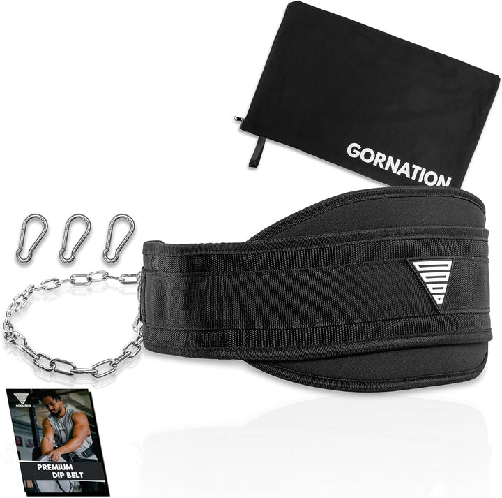 GORNATION® Dip Gürtel bis 1000kg belastbar | Befestigung von Zusatzgewicht mit Kette für Fitness, Ca