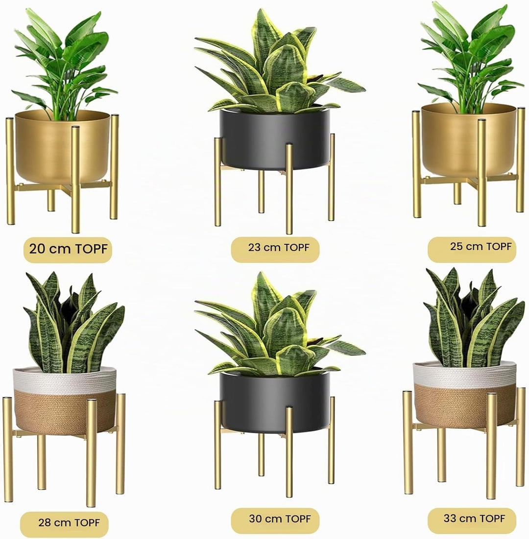 DeJivsin Pflanzenständer, Blumenständer metall Gold, 21cm-35cm, Verstellbarer Pflanzenständer aus Me