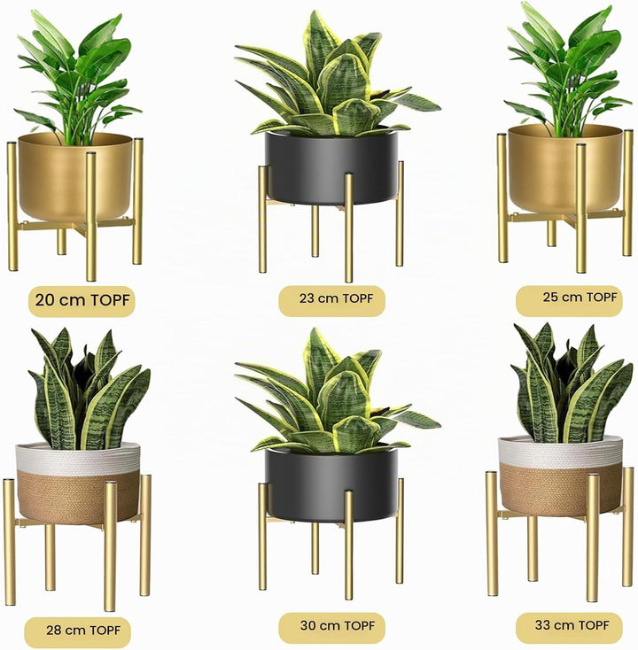 DeJivsin Pflanzenständer, Blumenständer metall Gold, 21cm-35cm, Verstellbarer Pflanzenständer aus Me