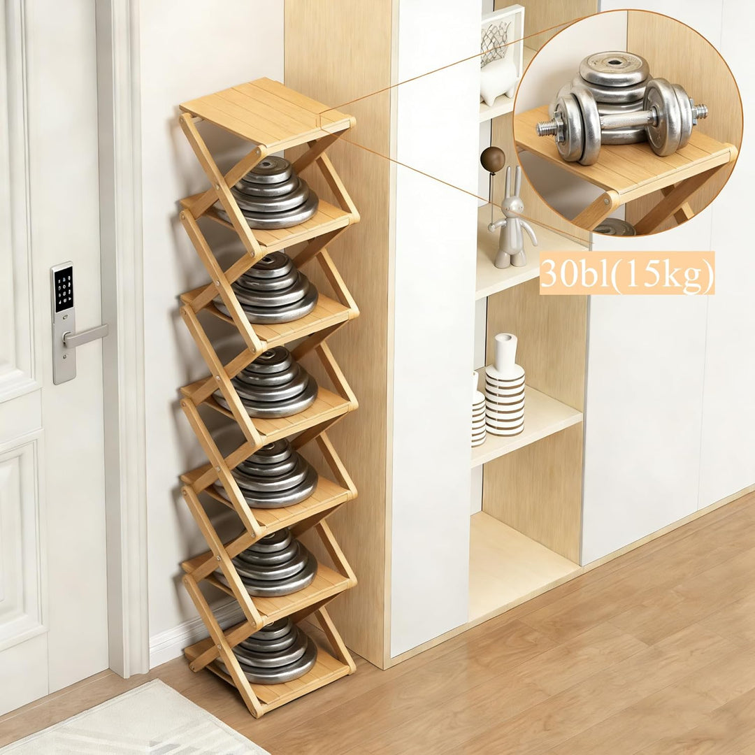 Schuhregal, Faltbares Bambusregal für Schuhe, Eingangsregal, Schrank, Schlafzimmer, Flur, natürlich,