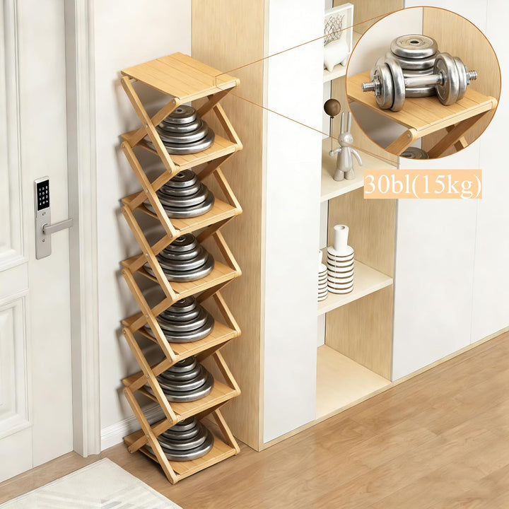 Schuhregal, Faltbares Bambusregal für Schuhe, Eingangsregal, Schrank, Schlafzimmer, Flur, natürlich,