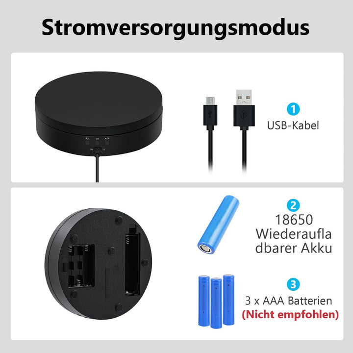 Mcbazel 360-Grad-Drehständer für Fotografie 360°, Elektrisch Drehbarer Drehteller 3KG, Motorisierter