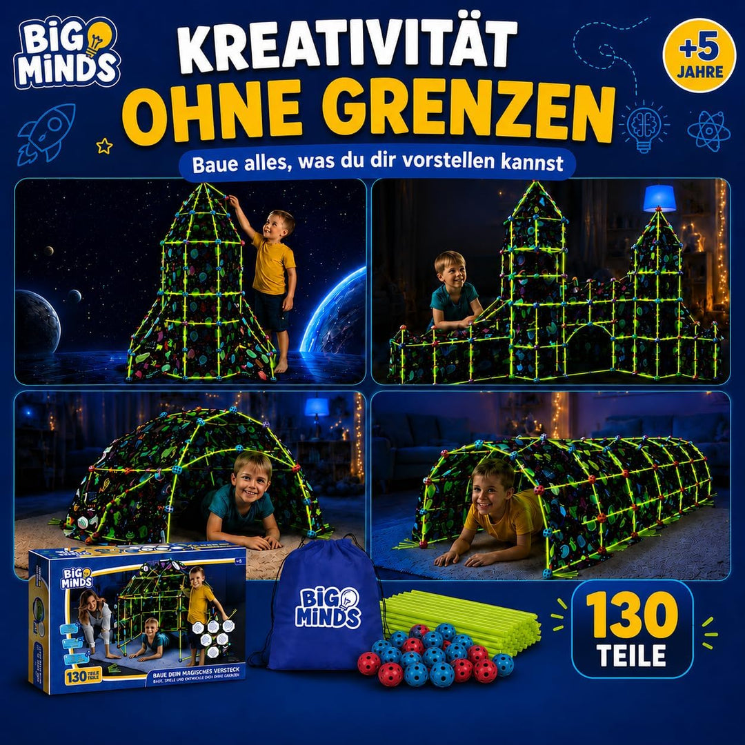 Outdoor Spiele Für Kinder | Höhle Bauen Die Im Dunkeln Leuchtet | Konstruktionsspielzeug 130 Stück |