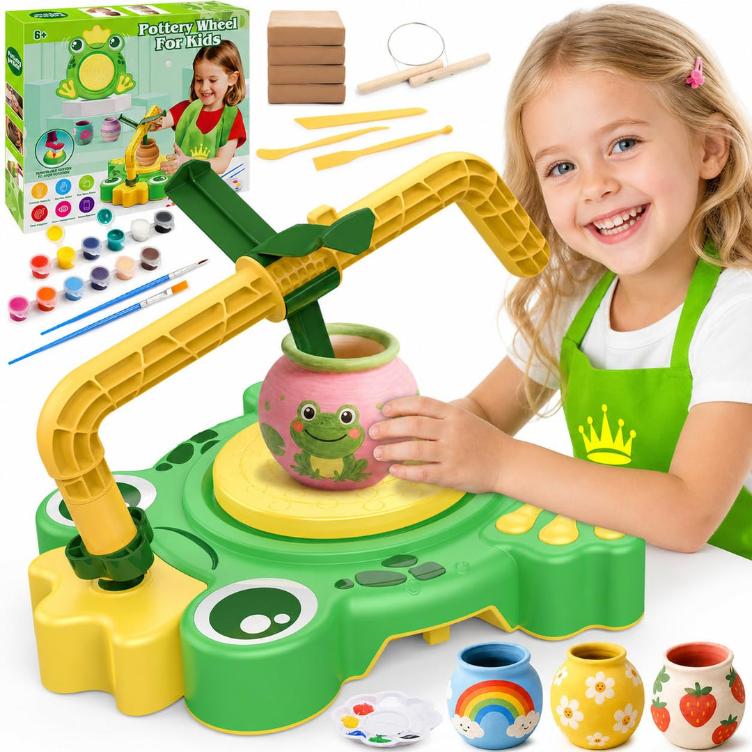 Naxudcoo Töpferscheibe für Kinder: Bastelset Kinder ab 6 Jahren, Komplettes Kreativset mit Ton, Farb