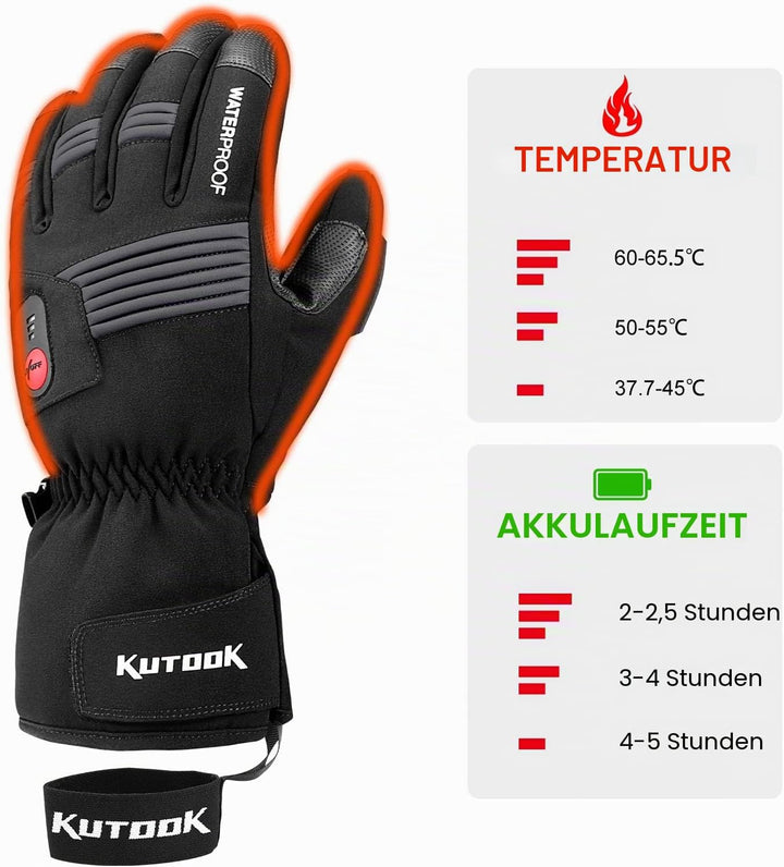 KUTOOK Beheizbare Handschuhe Sofort Beheizt Warm Wasserdicht Motorradhandschuhe Winter Handschuhe Sk