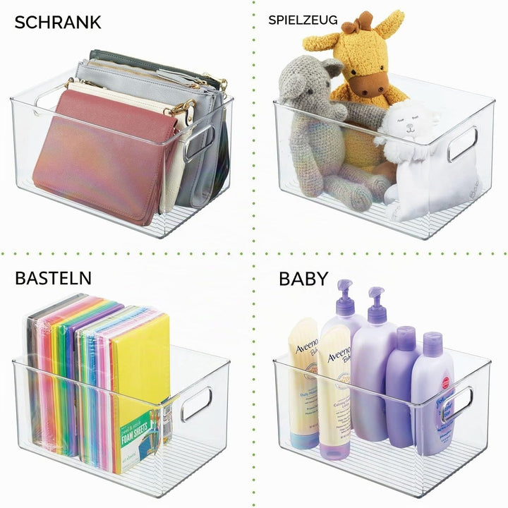mDesign Ablagebox mit integrierten Griffen – grosse Aufbewahrungsbox für Make-up, Handtücher, Seifen