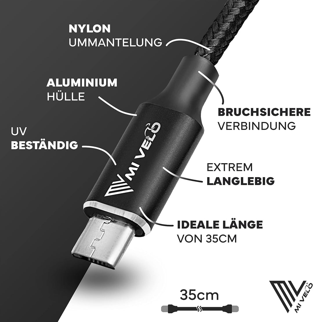 MIVELO E-Bike Ladekabel für Bosch Intuvia, Kiox(ausser 300), Nyon (alt) - Micro USB Kabel für E-Bike