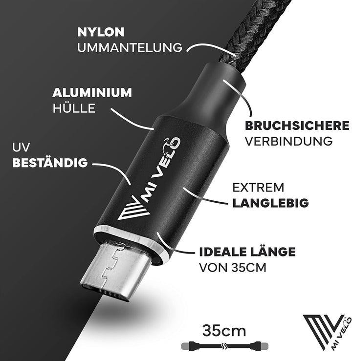 MIVELO E-Bike Ladekabel für Bosch Intuvia, Kiox(ausser 300), Nyon (alt) - Micro USB Kabel für E-Bike