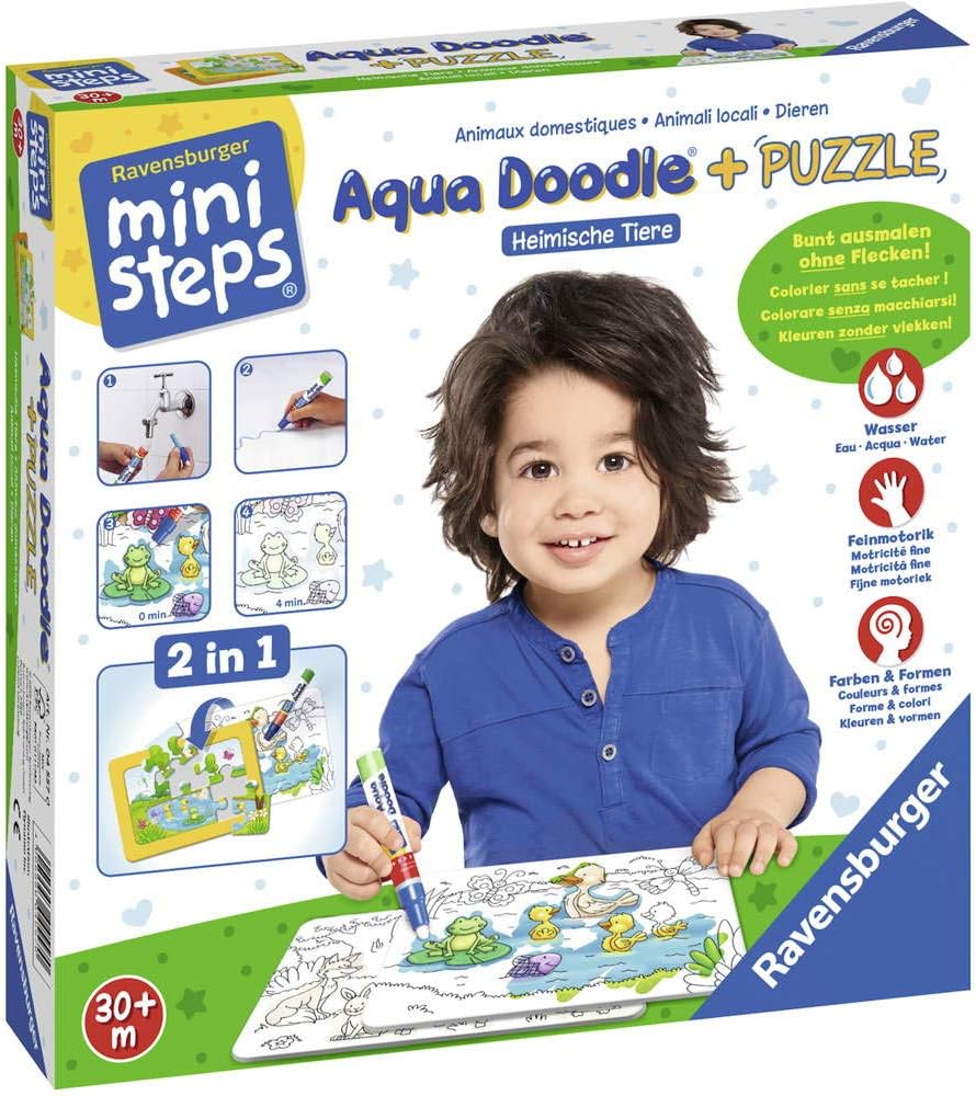 Ravensburger ministeps 04557 - Aqua Doodle® Puzzle: Heimische Tiere