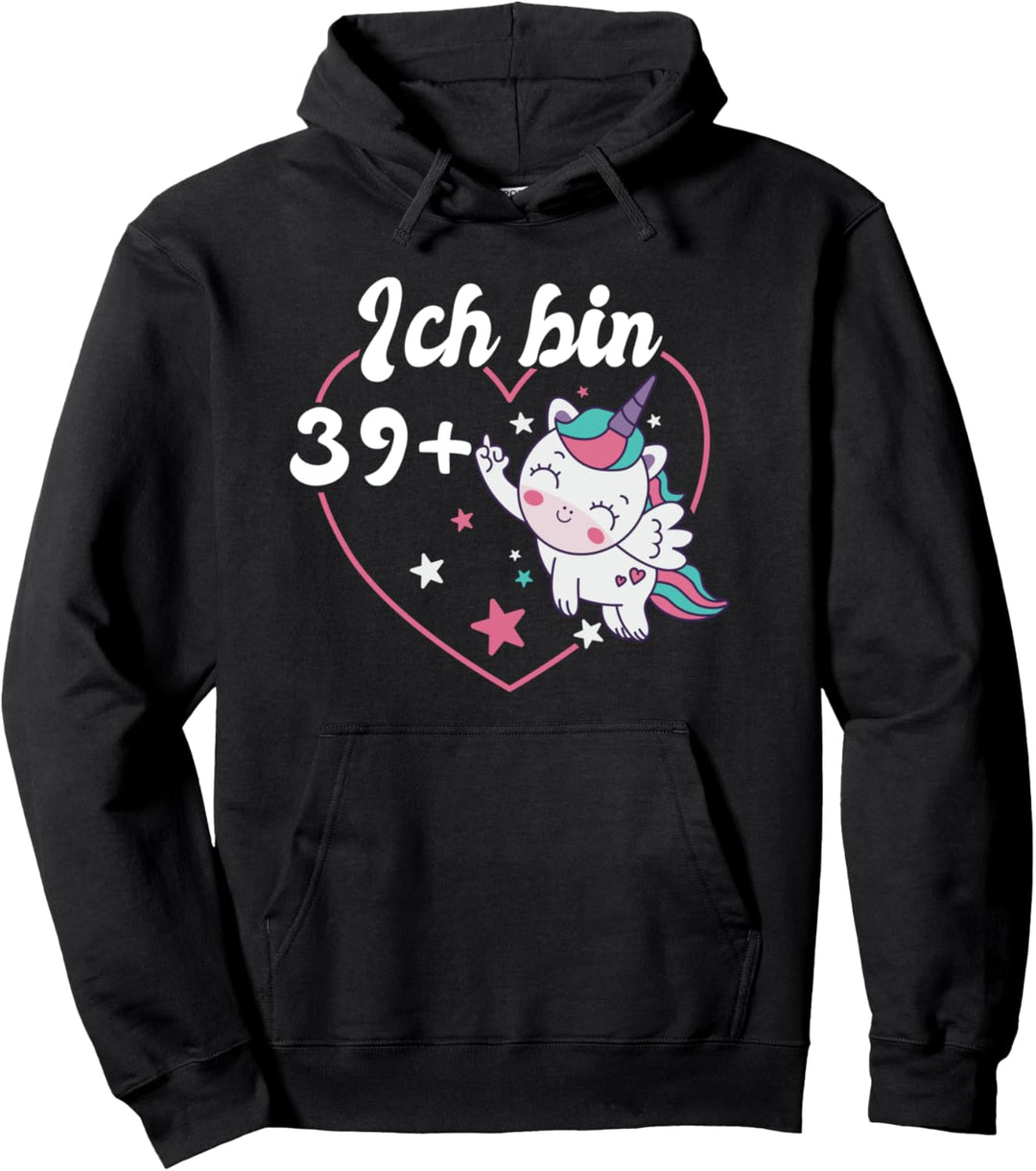 40. Jahre Geburtstag 39+ Einhorn 39 plus Mittelfinger 40er Pullover Hoodie