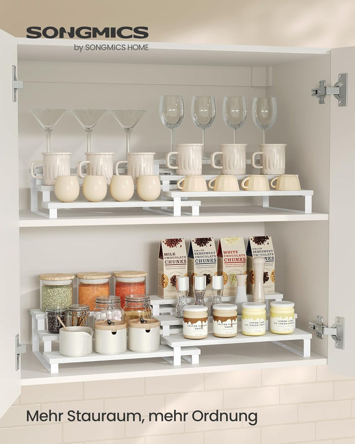 SONGMICS Gewürzregale, Küchenregale stehend, Küchen-Organizer, 2er Set, Holzwerkstoff, je 3 Ablagen,