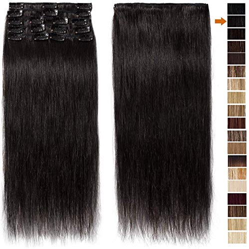 SEGO Extensions Clip in Echthaar 8 Pcs Remy Haarverlängerung Natürliche Haarteil glatt 100% Menschli