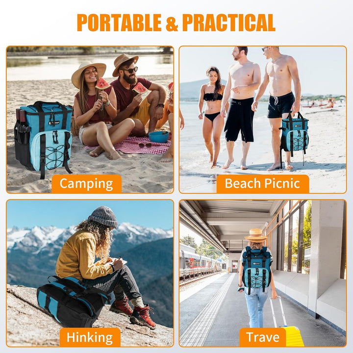 Kühlrucksack 30L/20L Kühltasche Rucksack Gross Faltbar, 40/24 Dosen Kühl Rucksack Gross Thermo Rucks