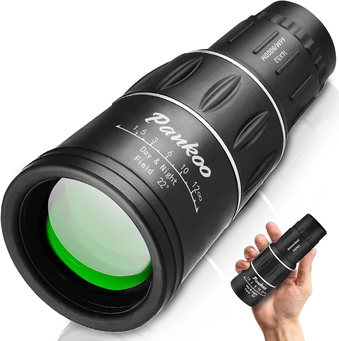 Pankoo 16 x 52 Monokular-Teleskop für Erwachsene, 2024 Power-Prisma, kompaktes Monokular für Erwachs
