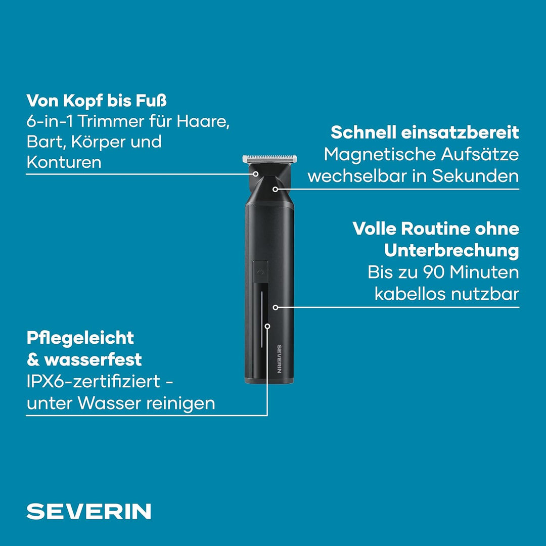 Severin Multi Grooming Set, Haarschneidemaschine, Barttrimmer, Körpertrimmer, Nasenhaartrimmer, Herr