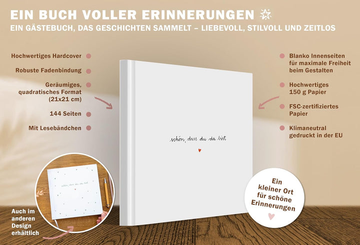 Eine der Guten Gästebuch blanko für Hochzeit und Geburtstag, Weiss | 144 blanko Seiten, Hardcover mi