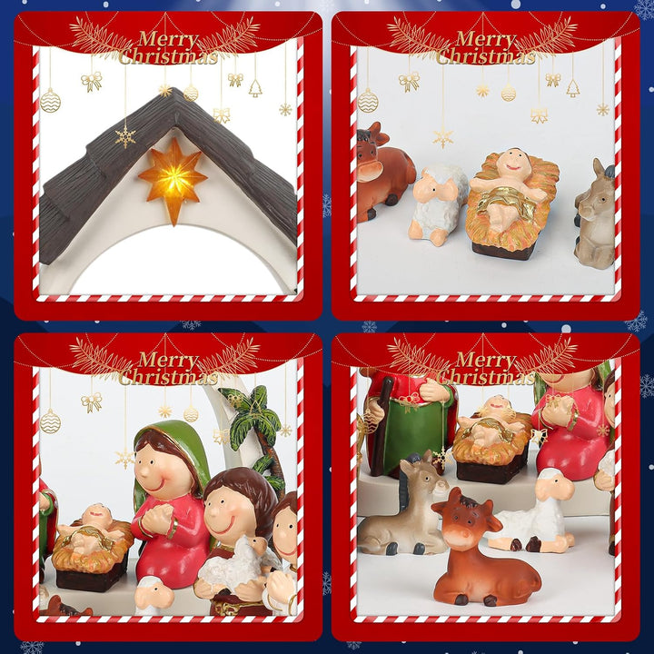 Weihnachtskrippe,Krippenfiguren Set für Oster,Oster-Auferstehungsszene-Set,Ostergeschenke Osterdekor