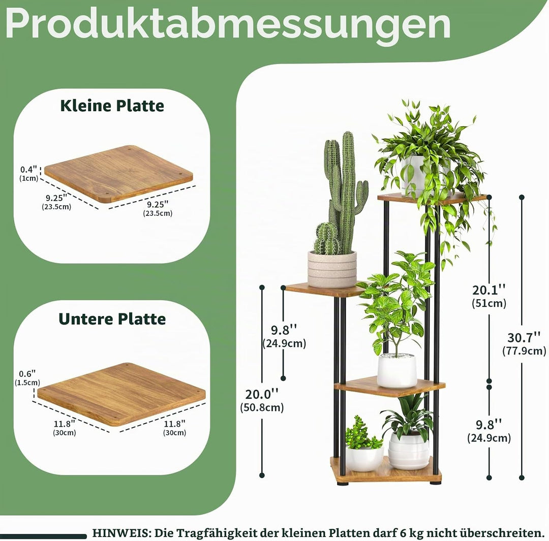 Pflanzenständer für den Innenbereich, 4-stöckig, hoch, Pflanzenregal, Innen- und Aussenbereich, Eck-