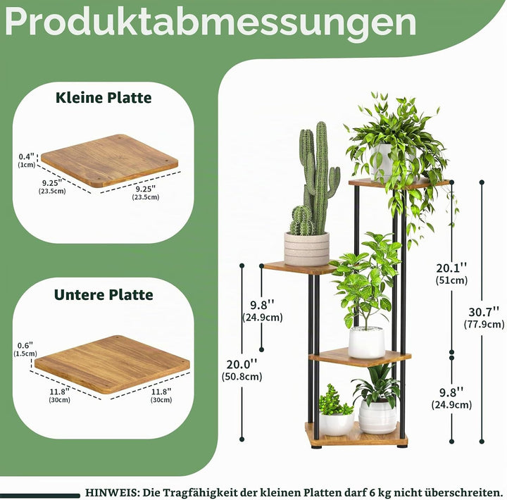 Pflanzenständer für den Innenbereich, 4-stöckig, hoch, Pflanzenregal, Innen- und Aussenbereich, Eck-