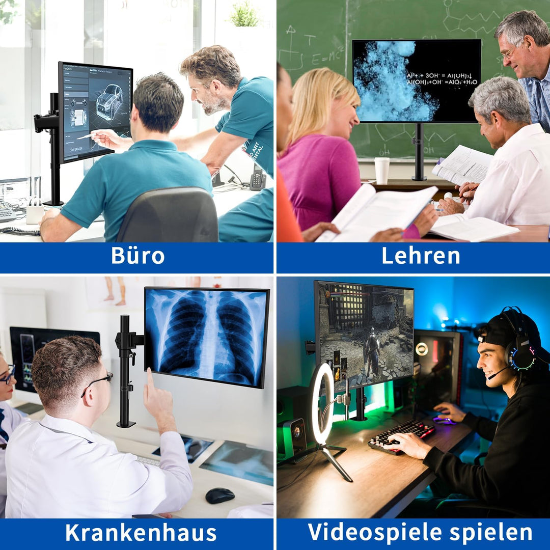 HFTEK Monitor TV Tisch-Halterung Halter Mounts für Bildschirme von 13 bis 34 Zoll – VESA 75/100 (HF2