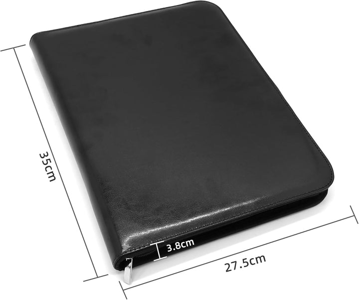 Schreibmappe 4 Ringbuch A4 Konferenzmappe Reissverschluss Leder Wasserdicht Organizer Mappe Dokument