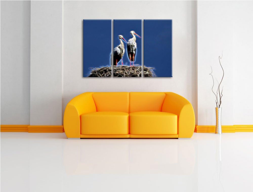 zwei stolze Störche im Nest NewArt 3-Teiler Leinwandbild 120x80 Bild auf Leinwand, XXL riesige Bilde