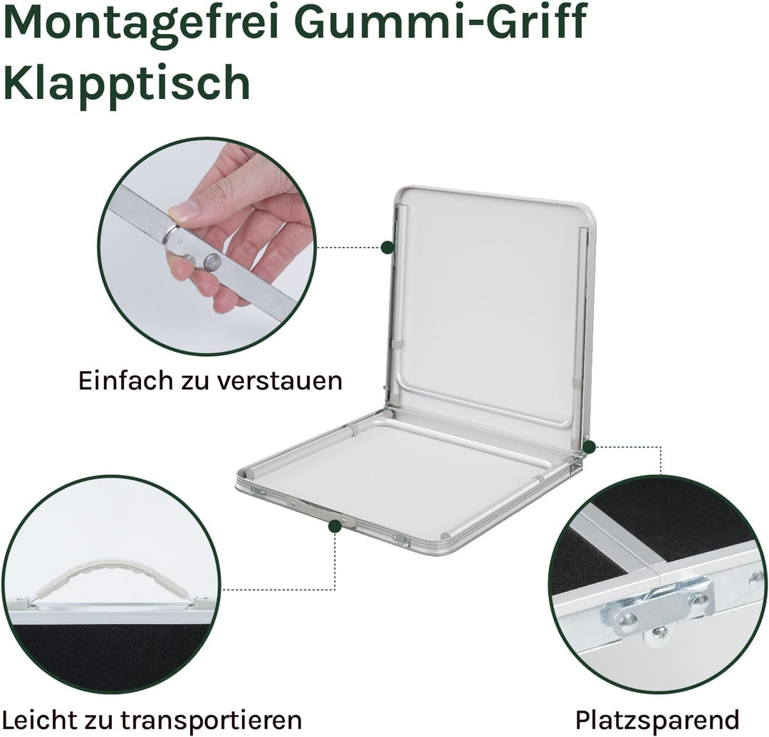 WOLTU Campingtisch Klapptisch Gartentisch Arbeitstisch Balkontisch höhenverstellbar Aluminium MDF Sc