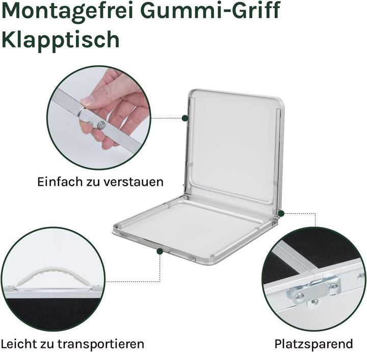 WOLTU Campingtisch Klapptisch Gartentisch Arbeitstisch Balkontisch höhenverstellbar Aluminium MDF Sc