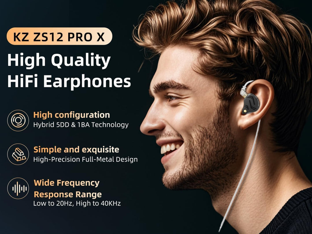 Yinyoo KZ ZS12 PRO X In Ear Monitor Kopfhörer Kabel,1DD 5BA 4-Schalter-Abstimmung IEM,Super Linearer
