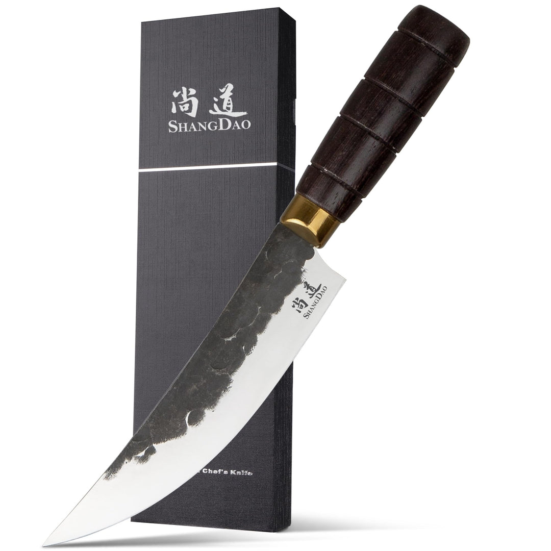 SHANGDAO Kochmesser, schwarzes geschmiedetes Küchenmesser mit Klinge aus hochelastischem Edelstahl,