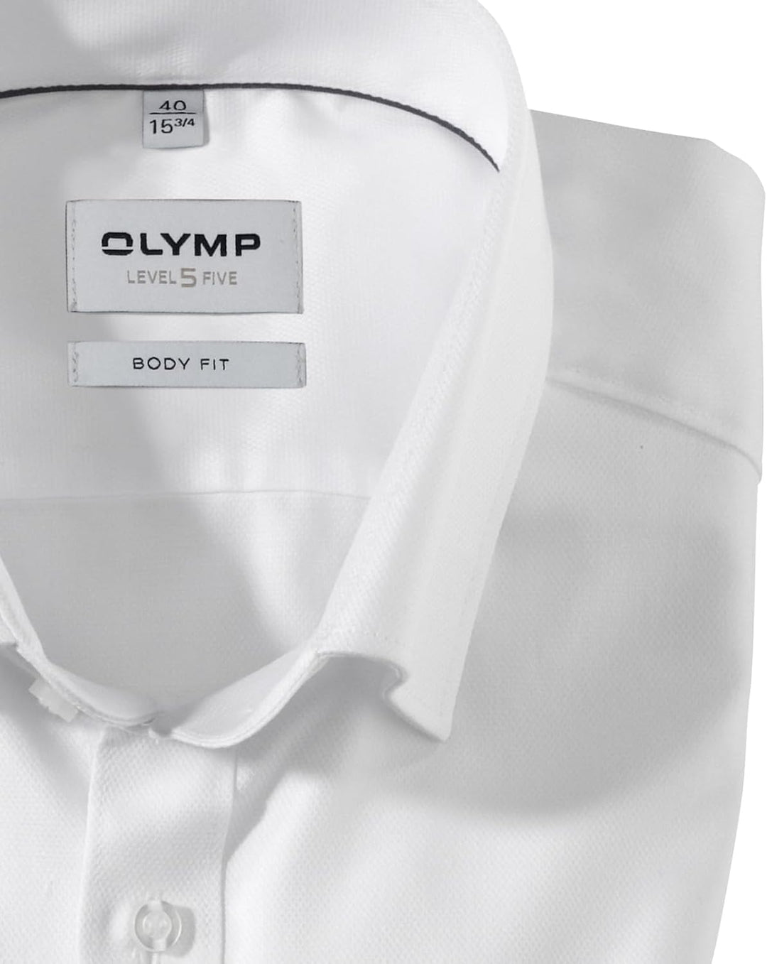 OLYMP Herren Businesshemd Langarm Level.Five.Body.fit,Einfarbig,Body fit,Under Button Down 37 Weiss