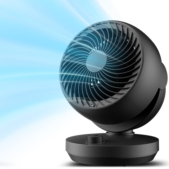 Ventilator Leise, 22dB Tischventilator mit Luftzirkulation, 3D Turbo Air Circulator, 3 Stufen & 100°