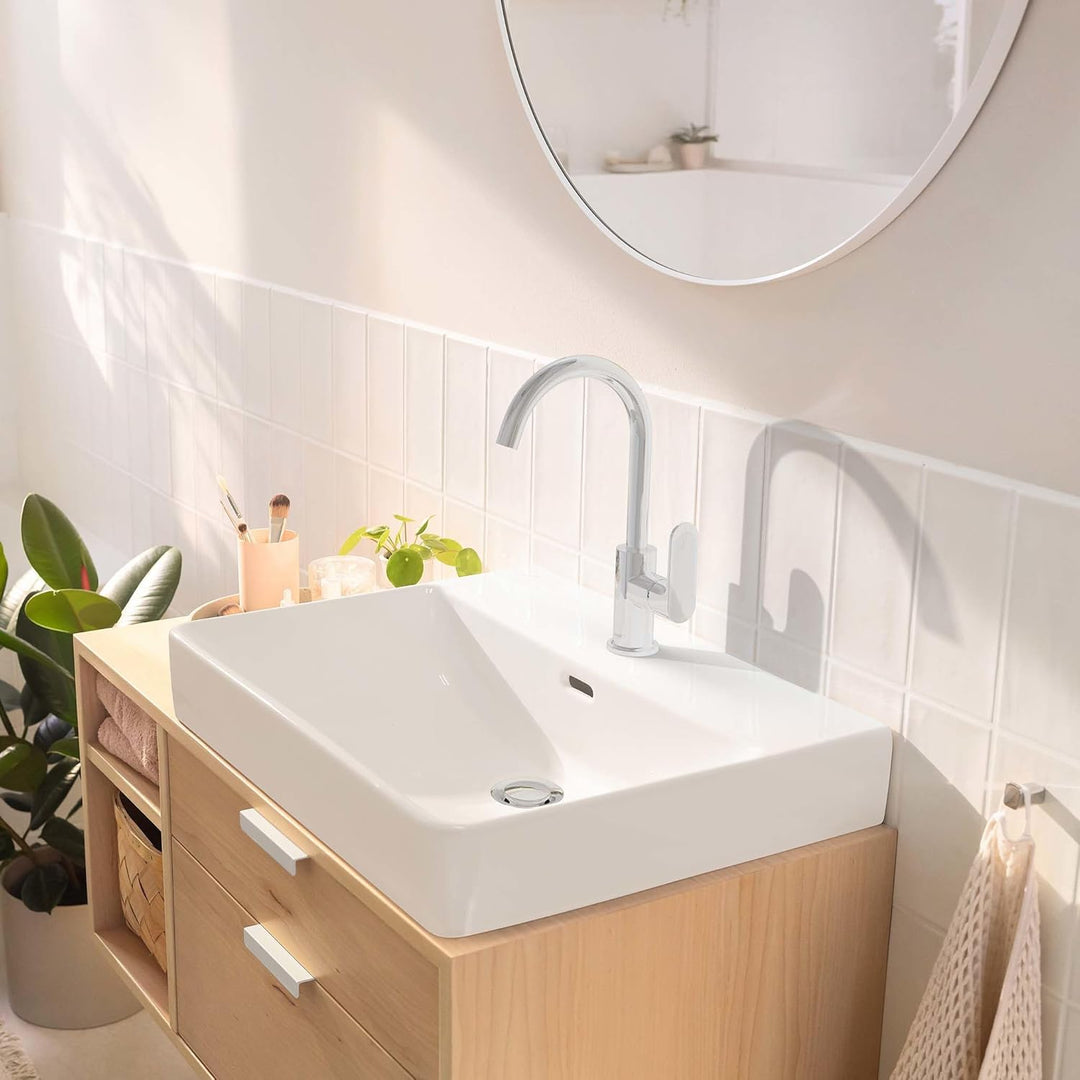 hansgrohe Waschtischarmatur Rebris S, Wasserhahn Bad mit Auslauf Höhe 210 mm, mit Zugstange, Badarma