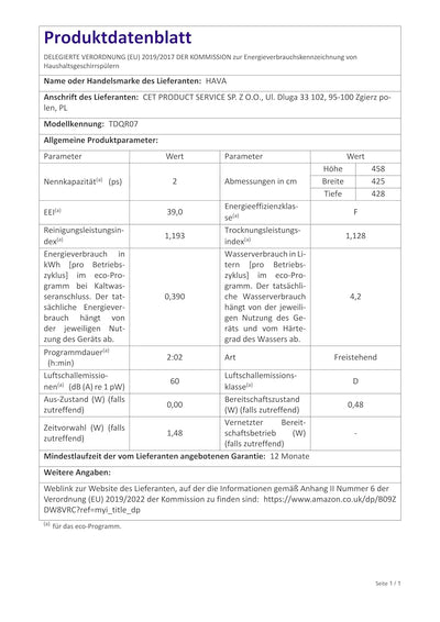 HAVA Tragbarer Mini Geschirrspüler, 8 Programme kompakter Spülmaschine, 5 Liter Wasser benötigt, Tro