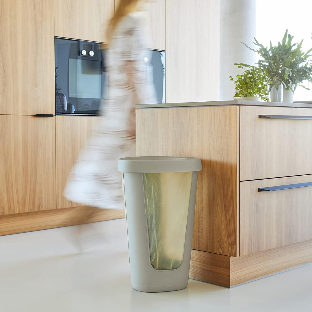 Rotho Fabu 2er-Set Müllsackständer gelber Sack mit Deckel, Kunststoff (PP recycelt), (40.0 x 40.0 x