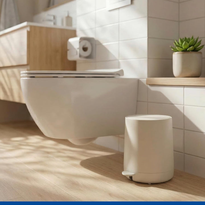 WENKO Kosmetik Treteimer Mod. Fablo aus Kunststoff, Soft-Touch-Beschichtung, Bad-Mülleimer 5 L, Abfa