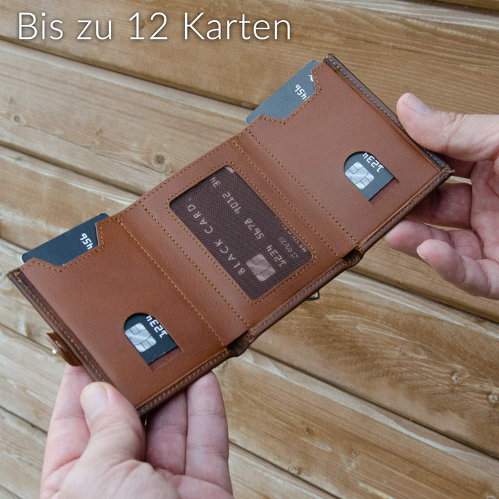 Solo Pelle NEU Slim Wallet mit Münzfach [12 Karten] Slimwallet Riva [RFID-Schutz] Kartenetui mit Mün
