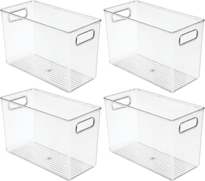 mDesign 4er-Set Aufbewahrungsbox mit Griffen – hohe Kühlschrankbox zur Lebensmittelaufbewahrung – Ab