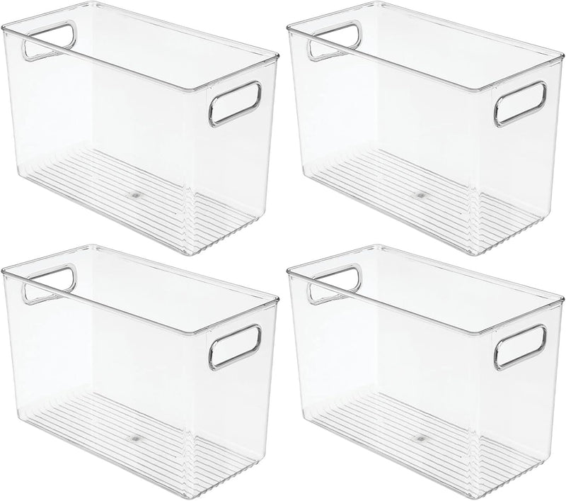 mDesign 4er-Set Aufbewahrungsbox mit Griffen – hohe Kühlschrankbox zur Lebensmittelaufbewahrung – Ab