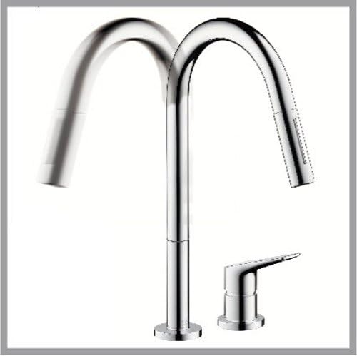 Hansgrohe Spültisch-Einhebelmischer Citterio M 2-Loch-Batterie Ausziehbrause, verchromt, 34822000