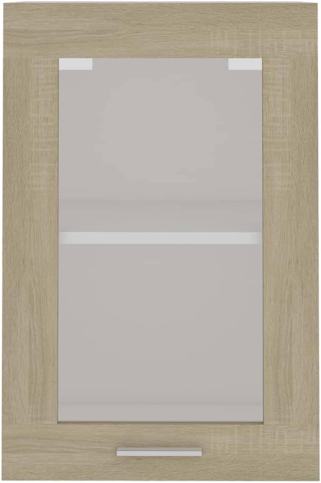 homiuse Hängeglasschrank Sonoma-Eiche 40x31x60 cm Holz Küchenschrank Hängeschrank Küche Vorratsschra